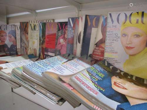 A quantity of well-read Vogue, Harpers and Queen magazines, circa 1960s and 1970s