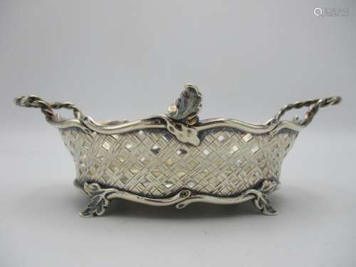 A Victorian silver basket by Joseph Rodgers & Sons, Sheffield 1898, modelled with pierced woven