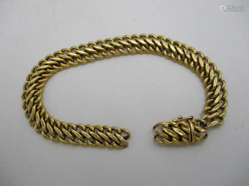 An 18ct gold flat double belchor link bracelet, 10g, 19.5cm l