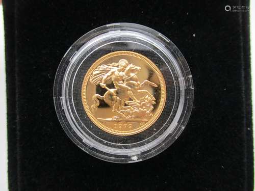 An Elizabeth II gold proof full sovereign with St George to the obverse, boxed with certificate