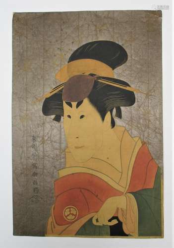 A Japanese woodblock print depicting the actor Osagawa Tsuneyo II as Ippei's sister Osan (Nisei