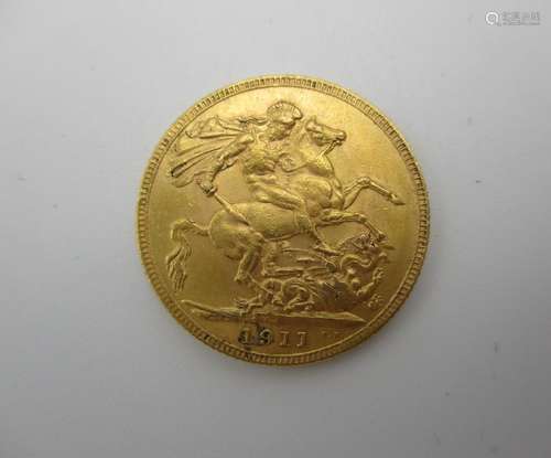 A George V gold full sovereign with St George to the obverse 1911