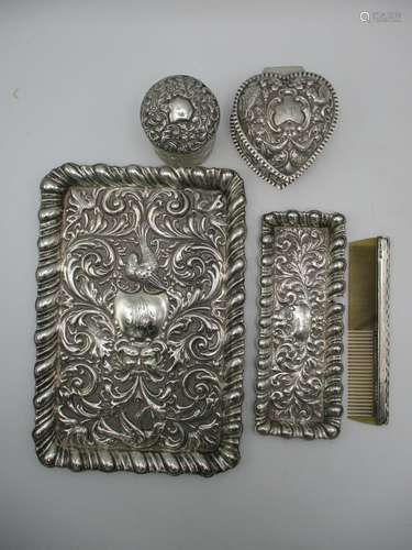 A Victorian silver tray by Henry Charles Freeman, London 1901, together with a small rectangular