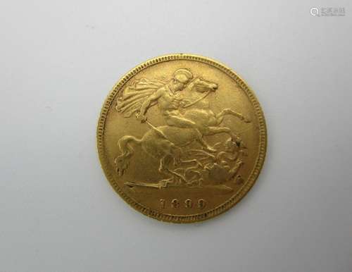 A Victorian gold half sovereign with St George to the obverse 1899