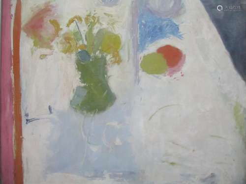 Attributed to Alan Uglon - a still life of flowers in a vase, oil on canvas dated '60, 51cm x