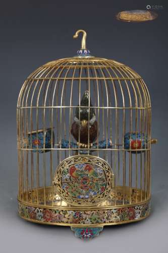chinese cloisonne enamel bronze bird cage,qing dynasty