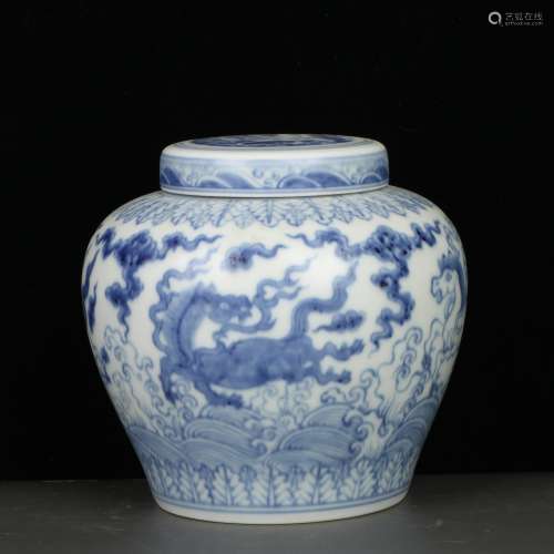 chinese blue and white porcelain horse pattern pot