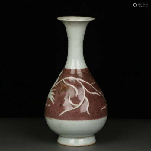 chinese underglaze red  porcelain pear shaped vase