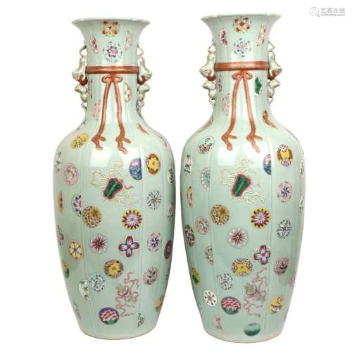 pair of chinese celadon glazed porcelain vases