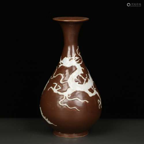 chinese purple-gold glazed porcelain pear shaped vase