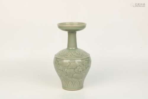 chinese celadon glazed porcelain carved flower vase