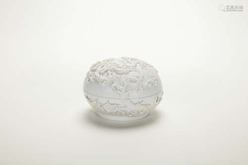chinese carved plum blossom porcelain inkpad box