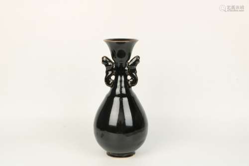 chinese black glazed porcelain binaural vase