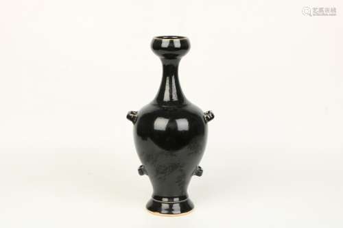 chinese black glazed porcelain garlic shaped vase