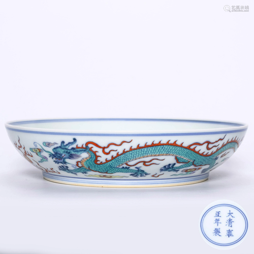 A Doucai Dragon Porcelain Plate