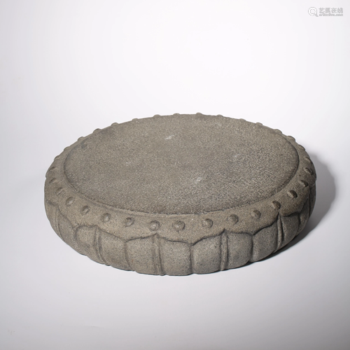 A Carved Bluestone Lotus-petal-shaped Pedestal