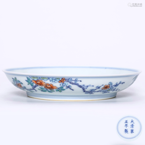 A Doucai â€˜Flower And Birdâ€™ Porcelain Plate