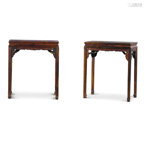 A Pair of Rosewood â€˜Chi Dragonâ€™ Tea Tables