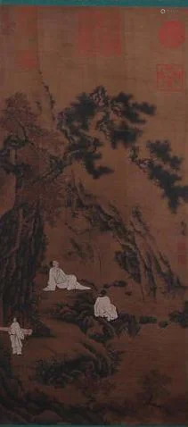 A Chinese Figures Painting Silk Scroll, Ma Yuan Mark