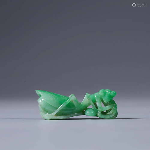 A Carved Jadeite Mantis Ornament