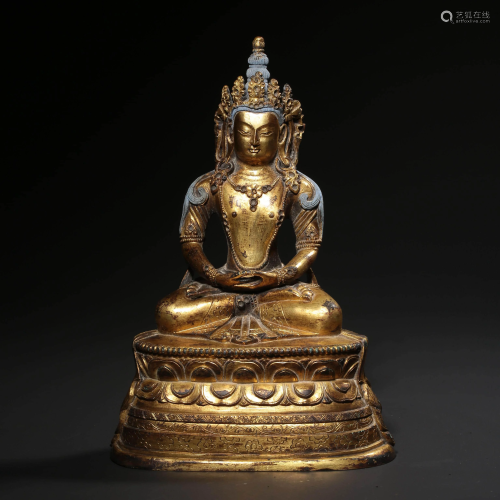 A Sitting Bronze Gilding Amitabah Statue