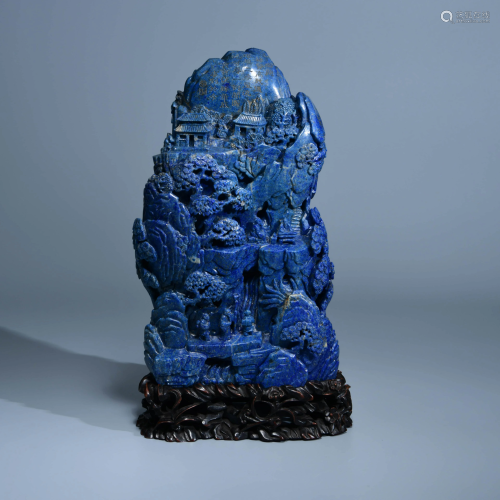 An Imperial Carved Lapis Lazuli Rockery Ornament