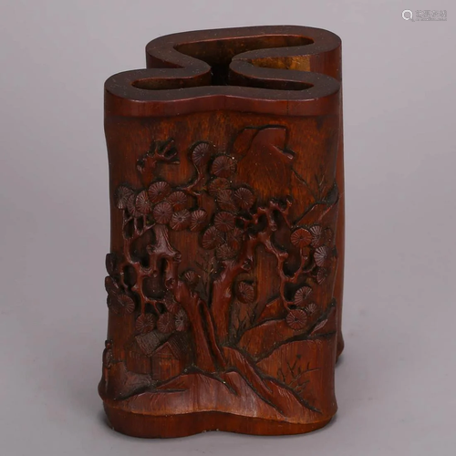 A Bamboo Carved Brush Pot