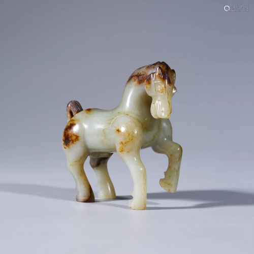 A Carved Horse Hetian Jade Pendant