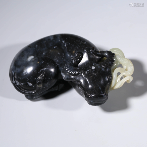 A Carved Jade Cattle Ornament