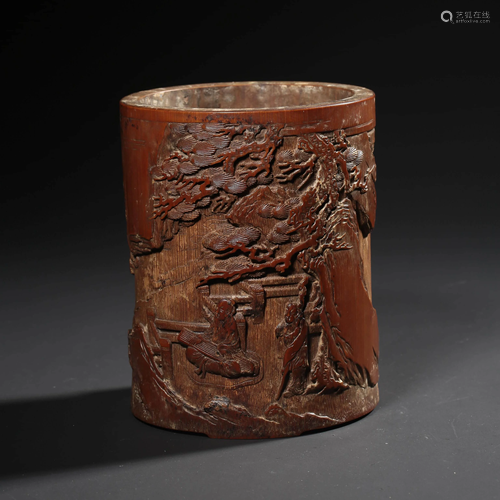 A Bamboo Carved Brush Pot