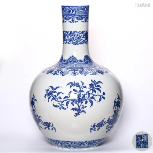A Blue and White Auspicious Fruits Porcelain