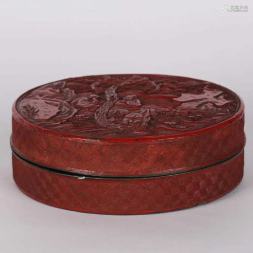 A Red Lacquered Box With Cover