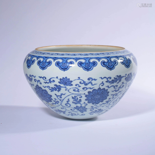 A Blue and White Lotus Patterned Porcelain Bowl