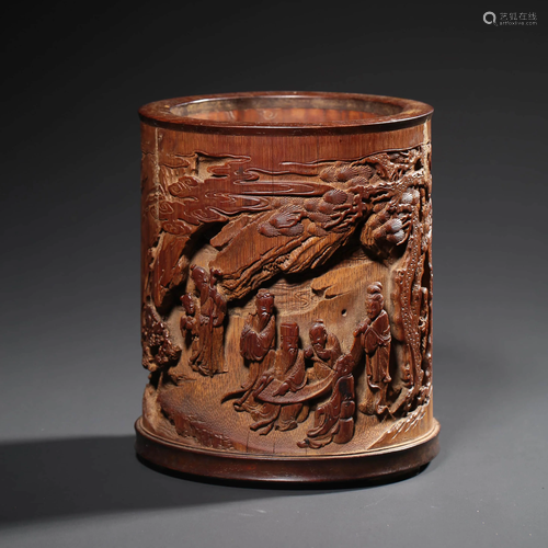 A Bamboo Carved Brush Pot