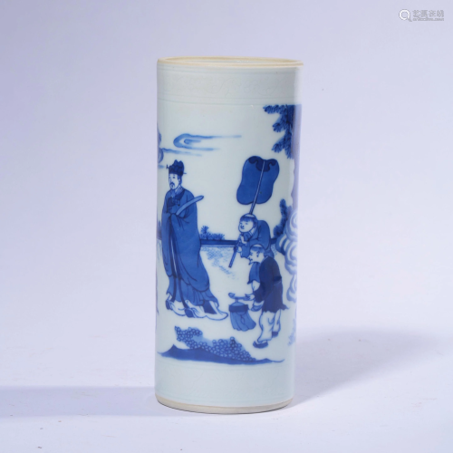 A Blue and White Porcelain Brush Pot