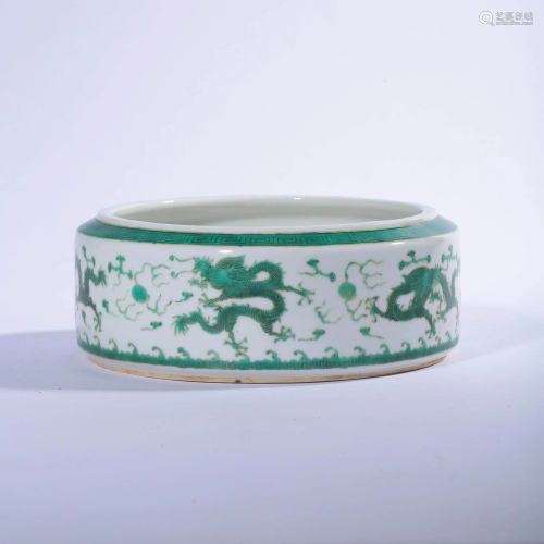 A Green Dragon Patterned Porcelain Basin