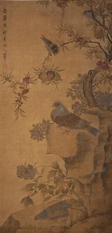 A Chinese â€˜Flower and Birdâ€™ Painting Silk Scroll,