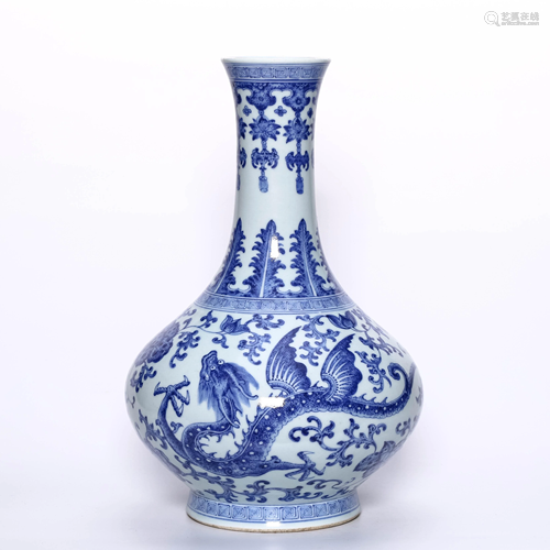 A Blue and White â€˜Dragon and Flowerâ€™ Porcelain