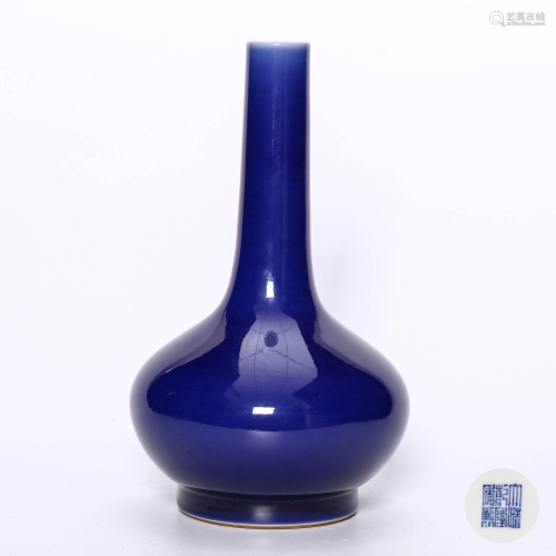 An Alter Blue Glazed Porcelain Bottle Vase