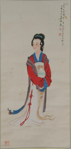 A Chinese Lady Painting, Zhang Daqian Mark