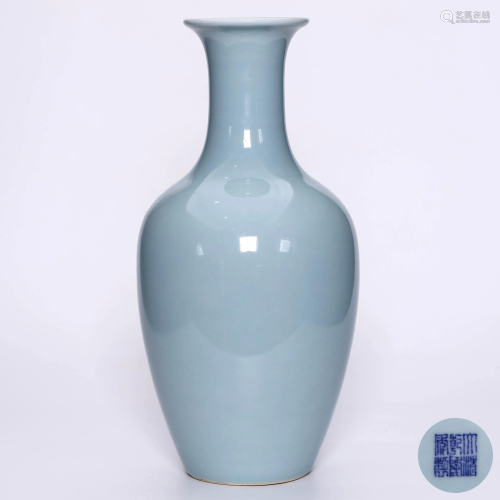 A Light Blue Glazed Porcelain Wax-gourd-shaped Vase