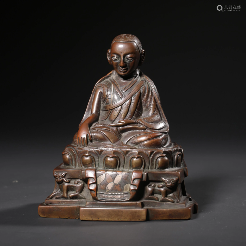 A Bronze Silver Inlaid Guru Buddha Statue