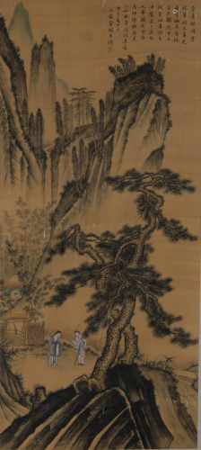A Chinese Landscape Painting Silk Scroll, Jin Cheng