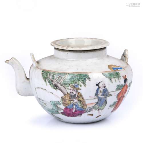 Famille Rose 'Figural' Porcelain Teapot