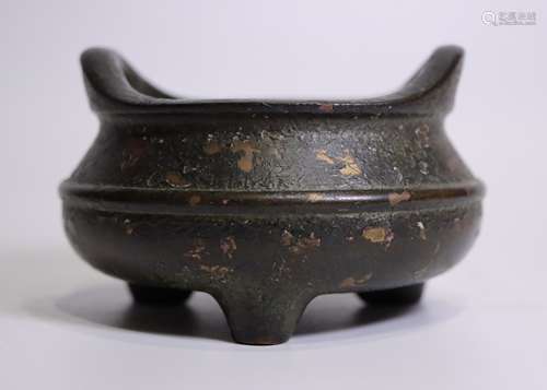 Chinese Bronze Tripod Censer with Mark