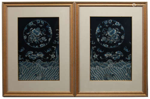 Pair Chinese Silk Embroidered Panels, 19th Century