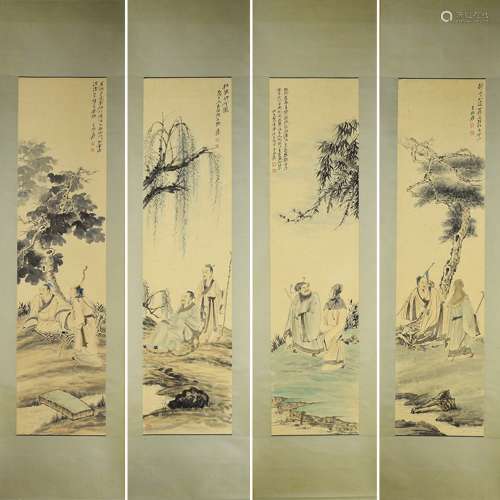 et Of Four Chinese 'Figural' Scroll Paintings, Zhang