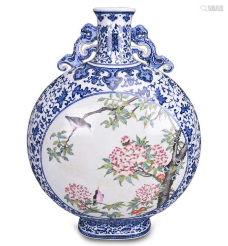 Large Famille Rose Porcelain Moonflask, Qianlong Mark