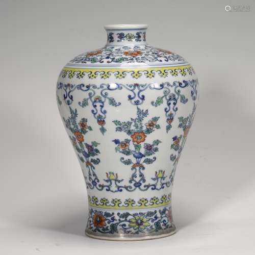 Chinese Doucai Porcelain Meiping Vase,  Yongzheng Mark