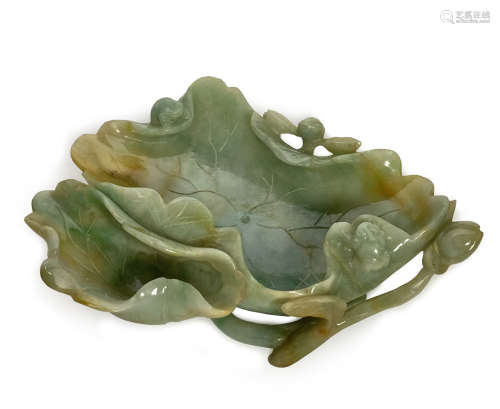 Qing Finely Carved Jadeite Brush Washer